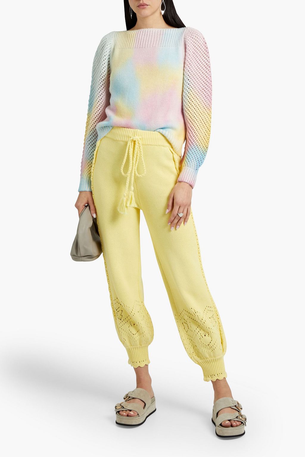 LOVESHACKFANCY Rosie open-knit paneled alpaca-blend sweater