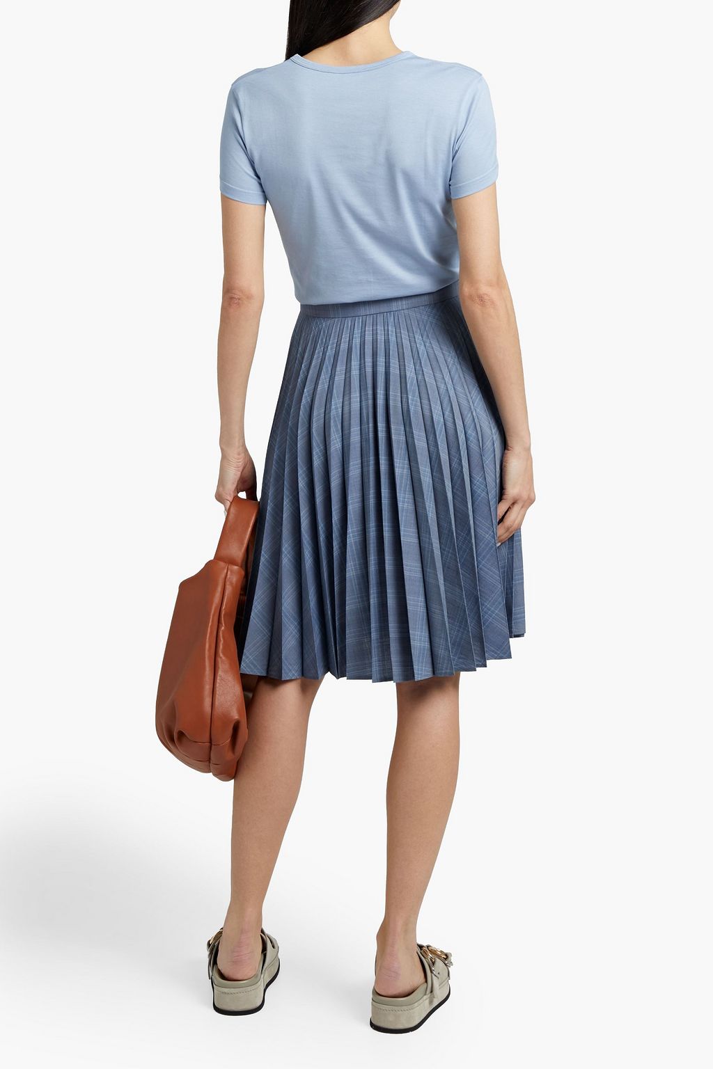 SUNSPEL Pleated Prince of Wales checked wool skirt