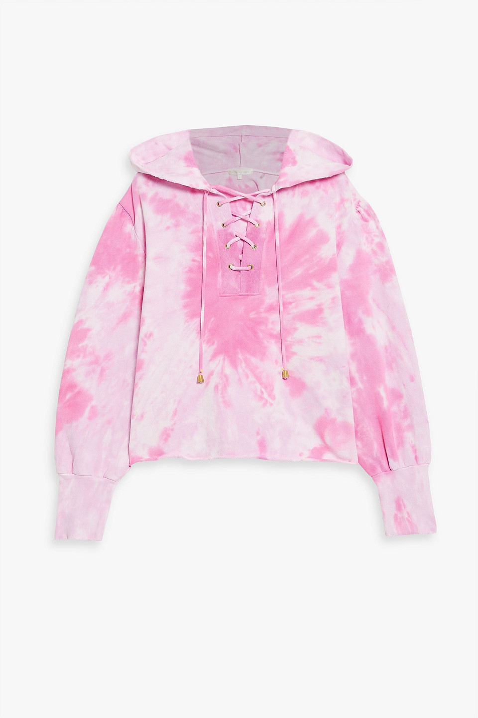 Bevan Lace-Up Tie-Dyed French Cotton-Terry Hoodie