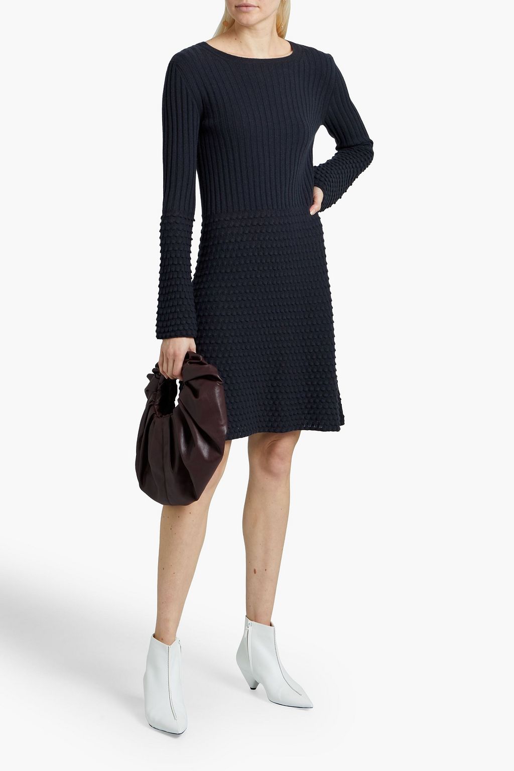 LORO PIANA Pompom-embellished cashmere mini dress