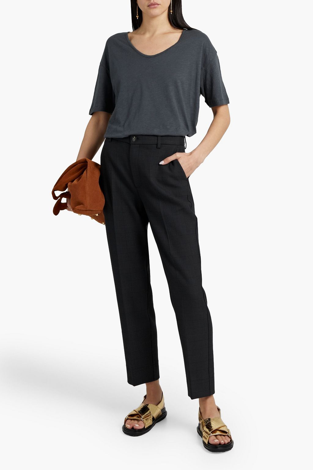 SUNSPEL Slub cotton and linen-blend jersey t-shirt