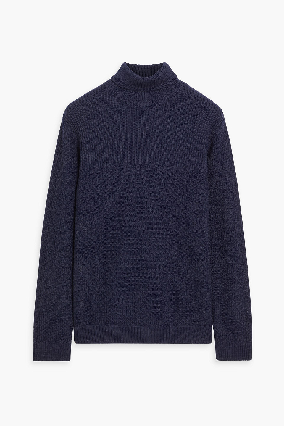 DANIELE FIESOLI Paneled ribbed-knit wool turtleneck sweater