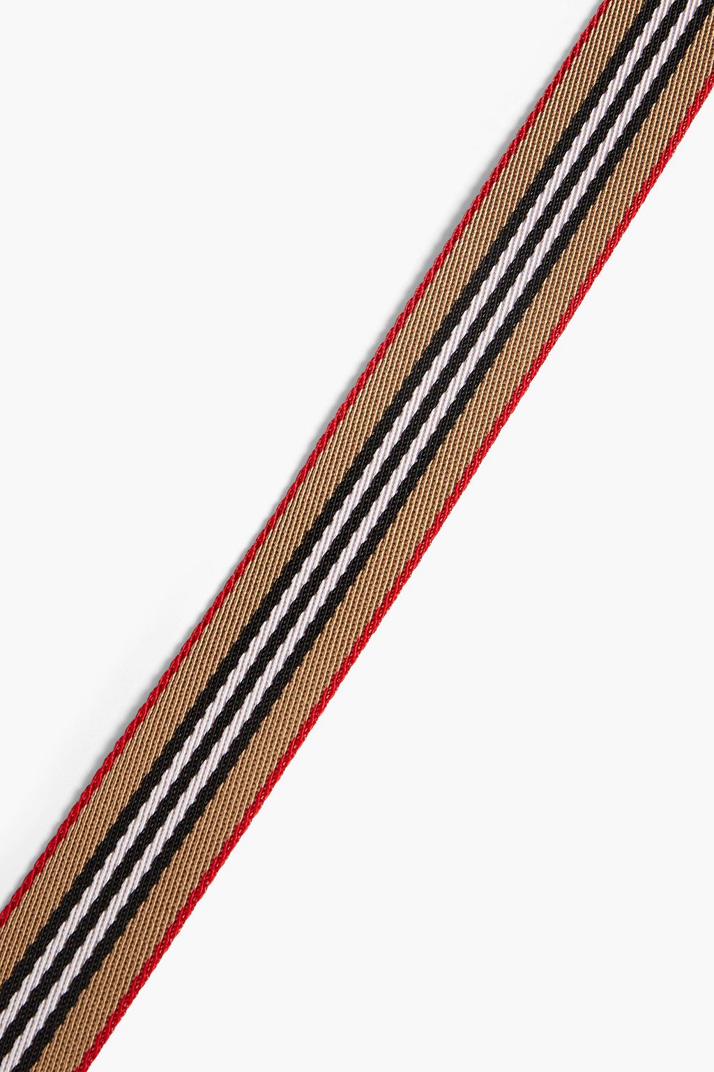 BURBERRY Leather-trimmed striped webbing belt