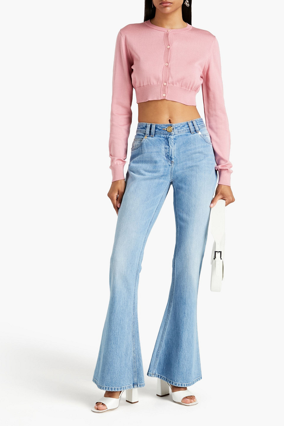 Dolce & Gabbana Button-up Cropped Silk Cardigan In Pink | ModeSens