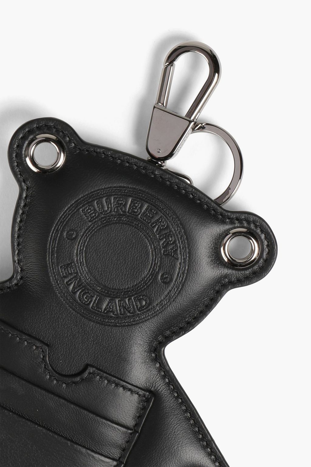 BURBERRY Eyelet-trimmed padded leather keychain
