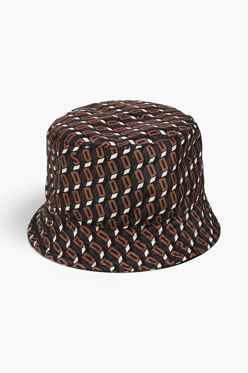 Dsquared2 Man Logo-print Woven Bucket Hat In Brown