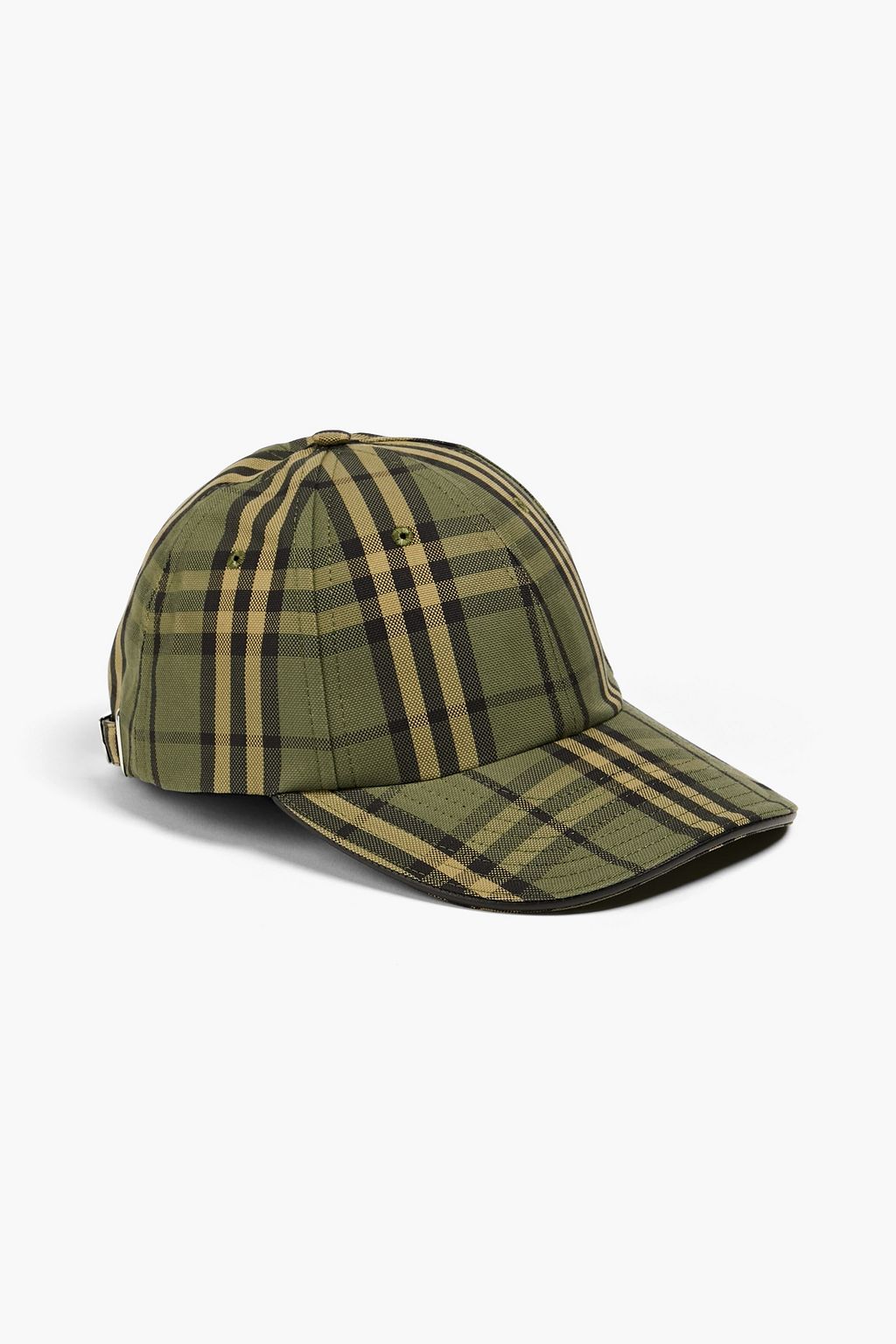Army green Checked leather-trimmed 