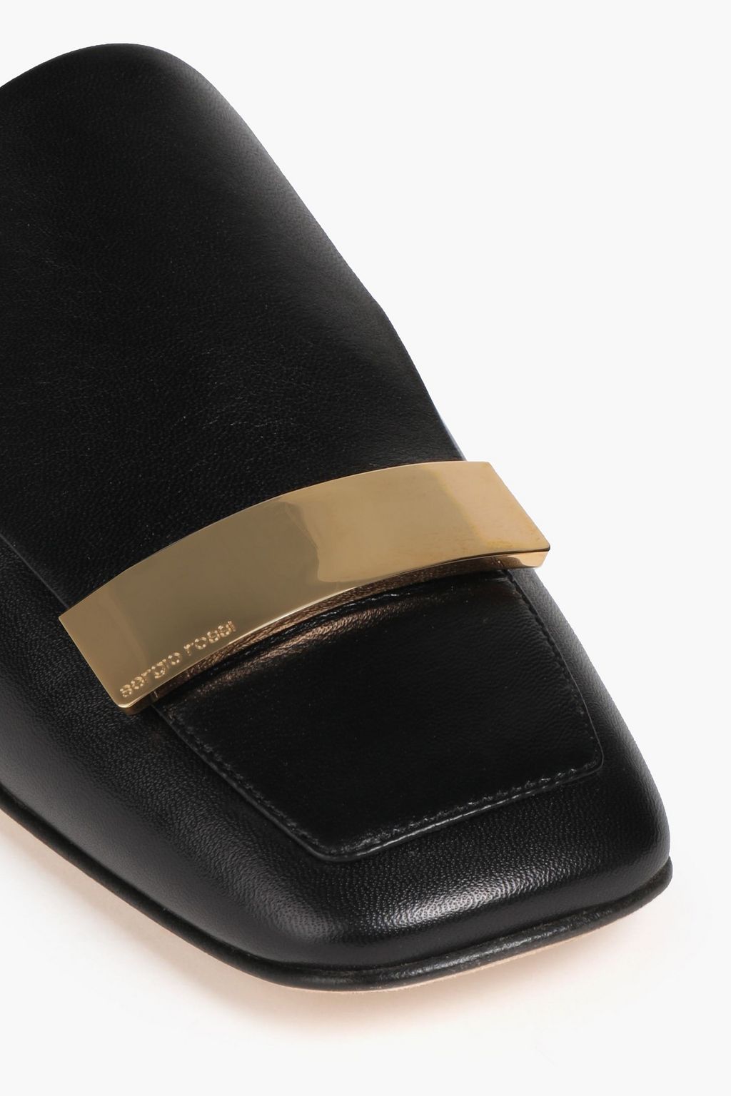 SERGIO ROSSI Embellished leather slippers