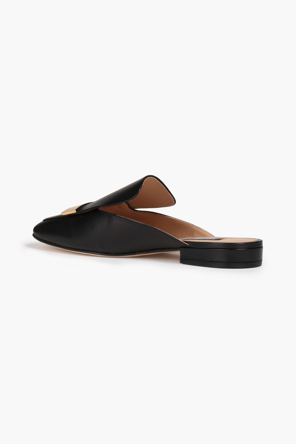SERGIO ROSSI Embellished leather slippers