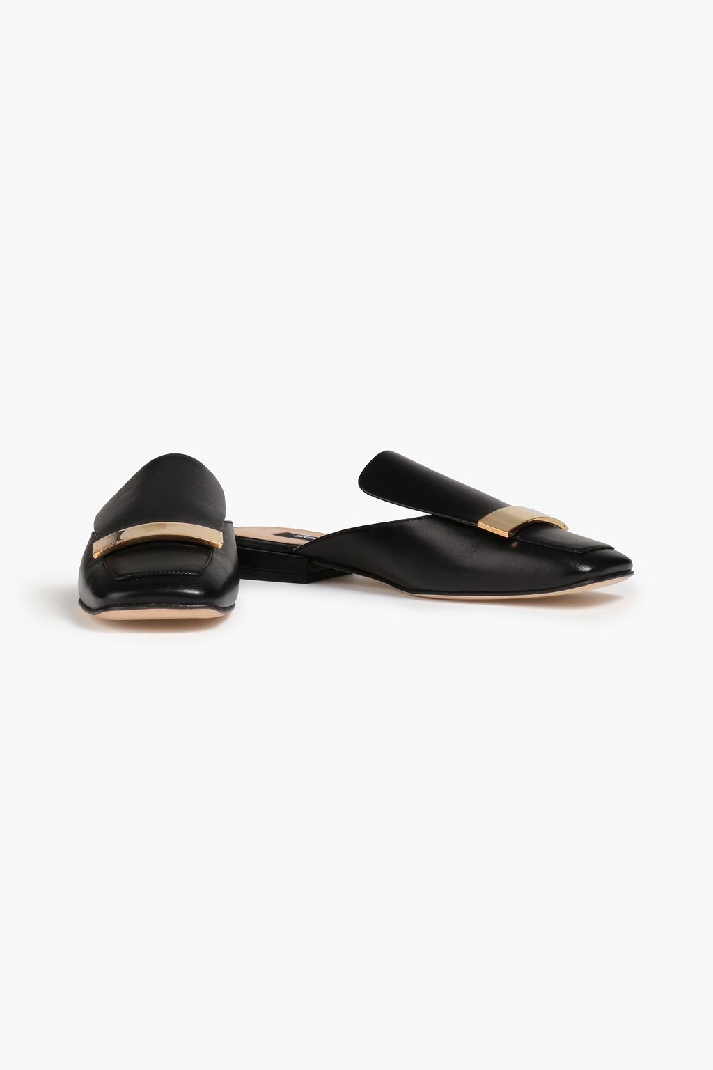 SERGIO ROSSI Embellished leather slippers