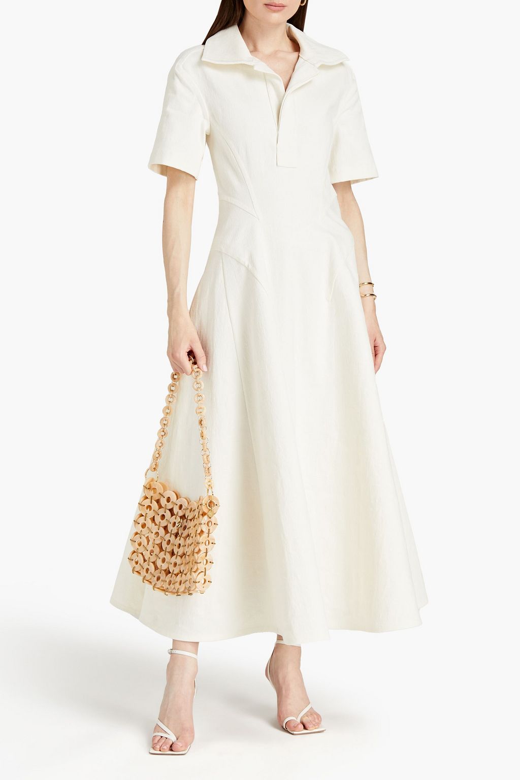 Linen-blend canvas maxi dress - ivory - One Size Linen-blend canvas maxi dress - ivory - One Size