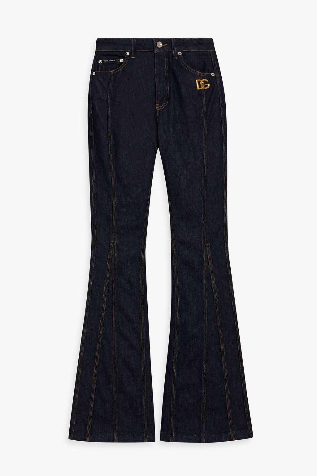 DOLCE&GABBANA Logo-appliquéd high-rise flared jeans | THE OUTNET
