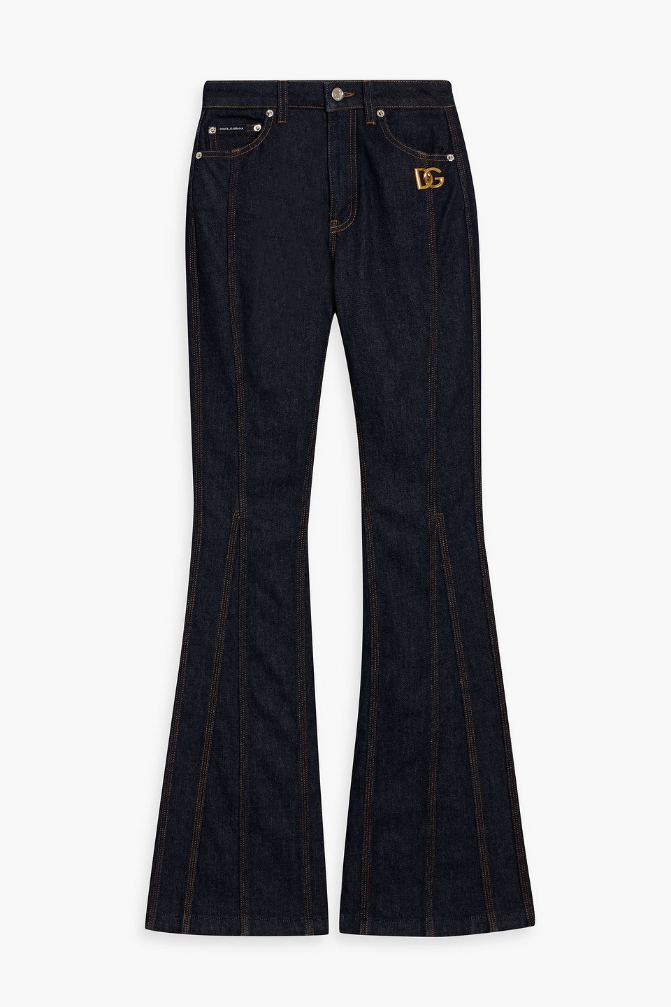 dolce&gabbana - logo-appliquéd high-rise flared jeans - blue - it 36