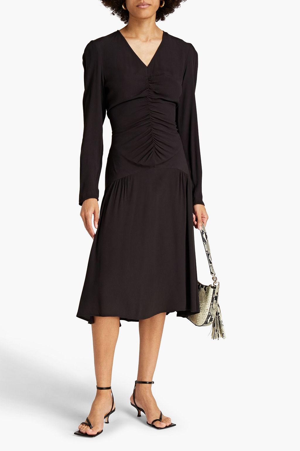 BY MALENE BIRGER クレープ ミディワンピース ルーシュ入り