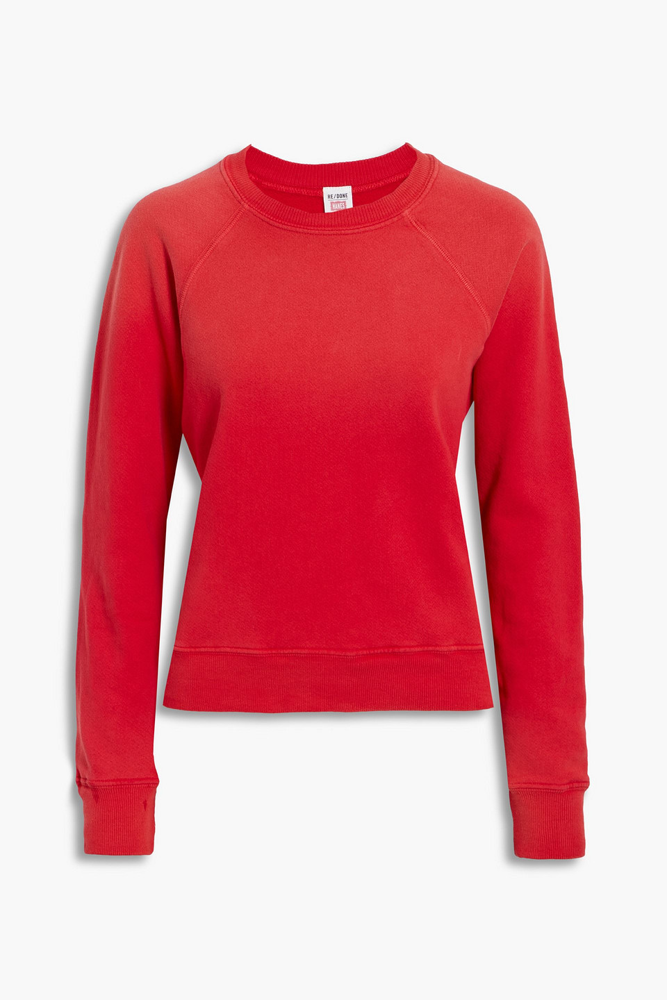 Re/done By Hanes Faded French Cotton-terry Sweatshirt In Red