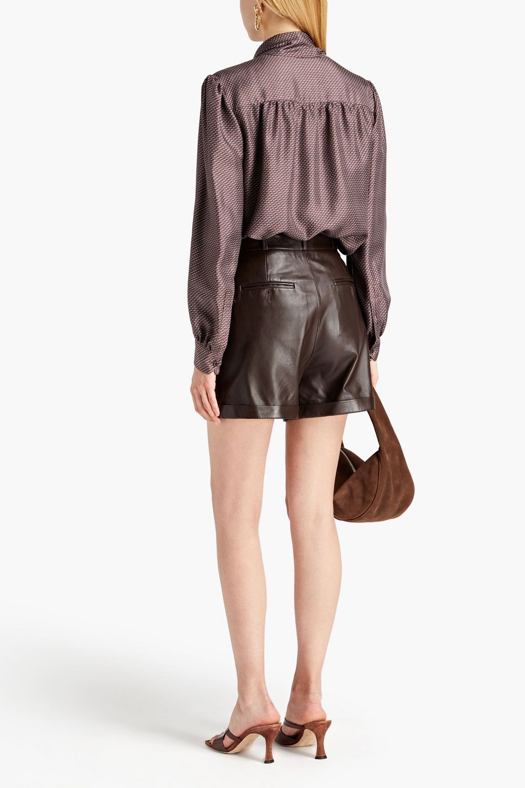 SAINT LAURENT Bedruckte Bluse aus Seiden-Twill mit Bindedetail vorne