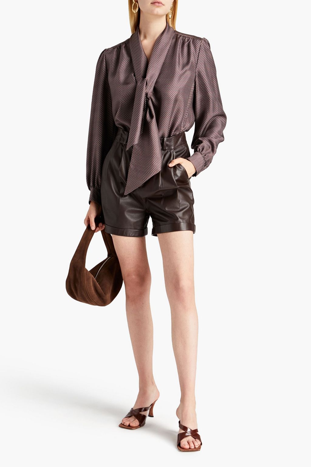 SAINT LAURENT Bedruckte Bluse aus Seiden-Twill mit Bindedetail vorne