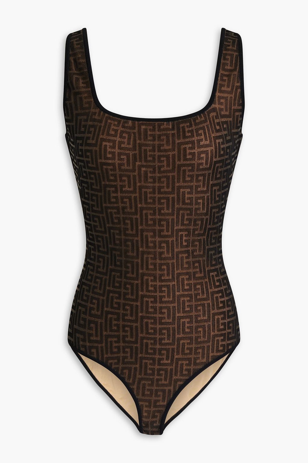 BALMAIN Logo-print mesh bodysuit | THE OUTNET