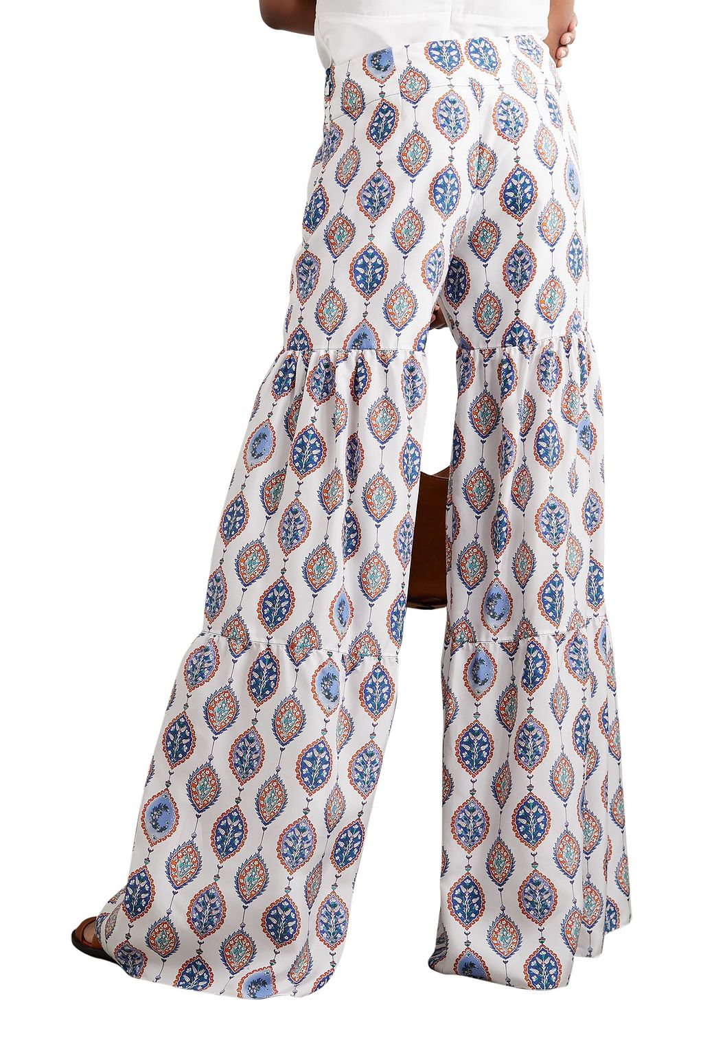 CHLOÉ Tiered printed silk-habotai flared pants