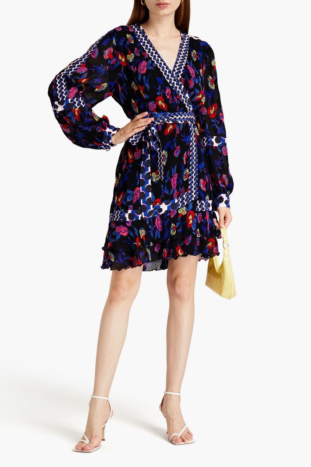 DIANE VON FURSTENBERG Sol floral-print plissé-crepe wrap dress