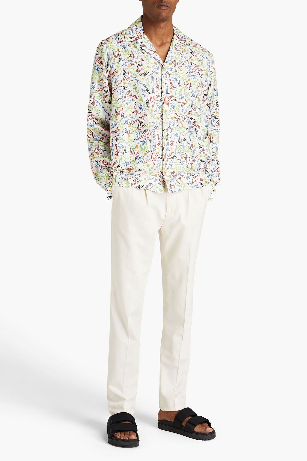 PALM ANGELS X MISSONI Logo-print silk-twill shirt