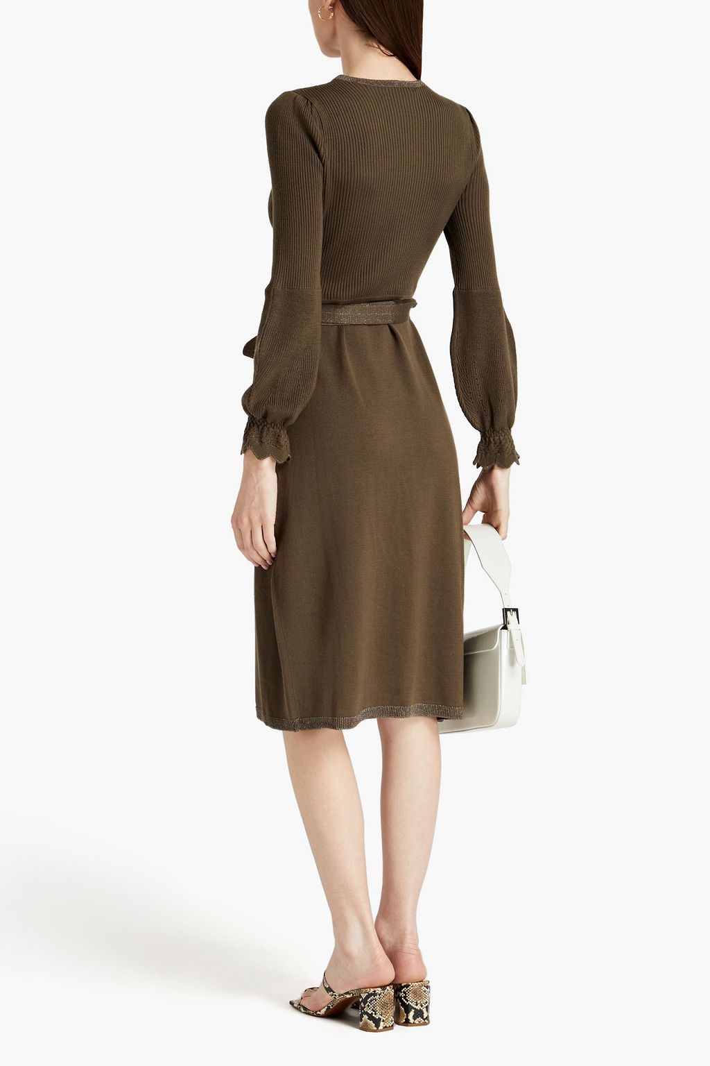 DIANE VON FURSTENBERG Pola ribbed-knit midi wrap dress
