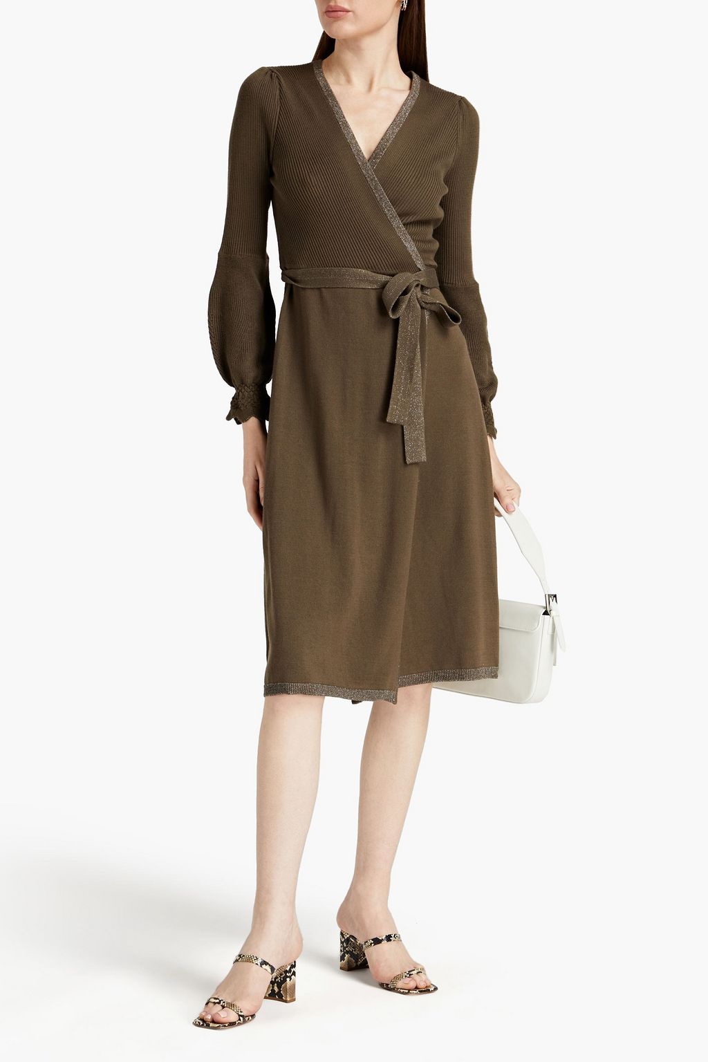 DIANE VON FURSTENBERG Pola ribbed-knit midi wrap dress