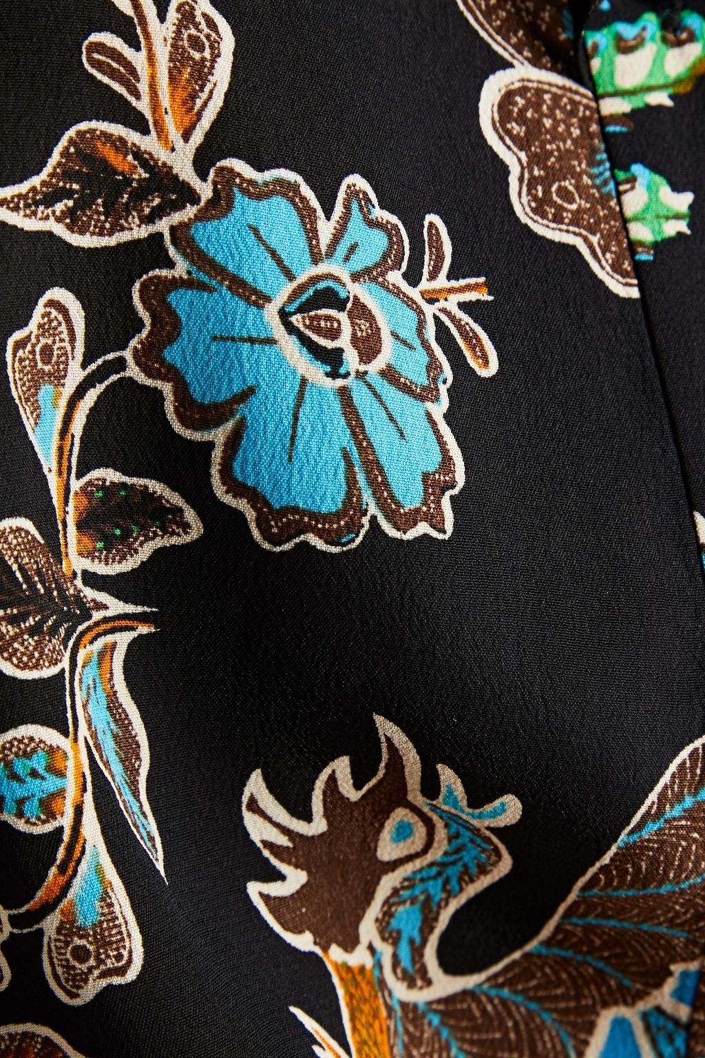 DIANE VON FURSTENBERG Tammana crepon-paneled floral-print crepe de chine blouse