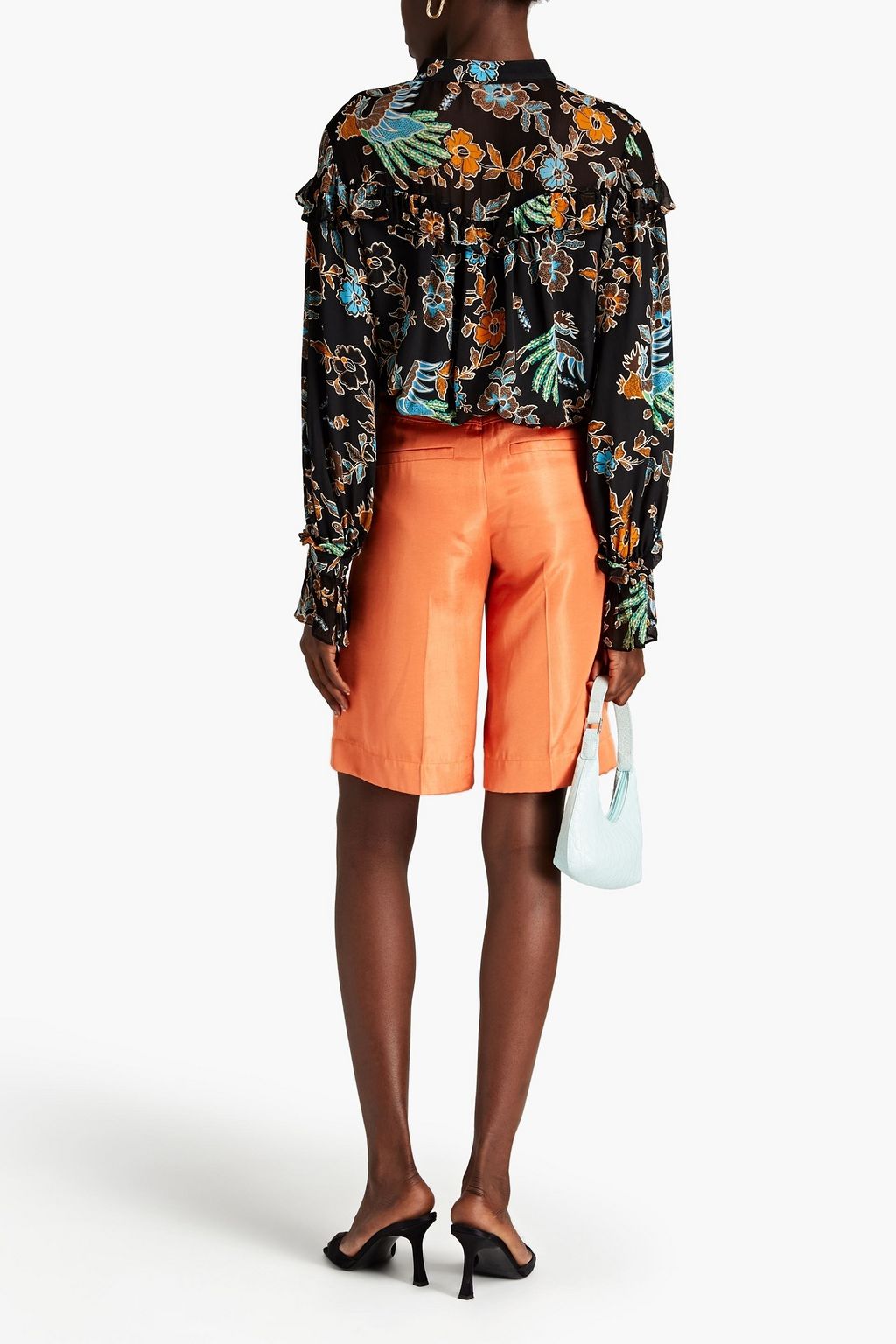 DIANE VON FURSTENBERG Tammana crepon-paneled floral-print crepe de chine blouse