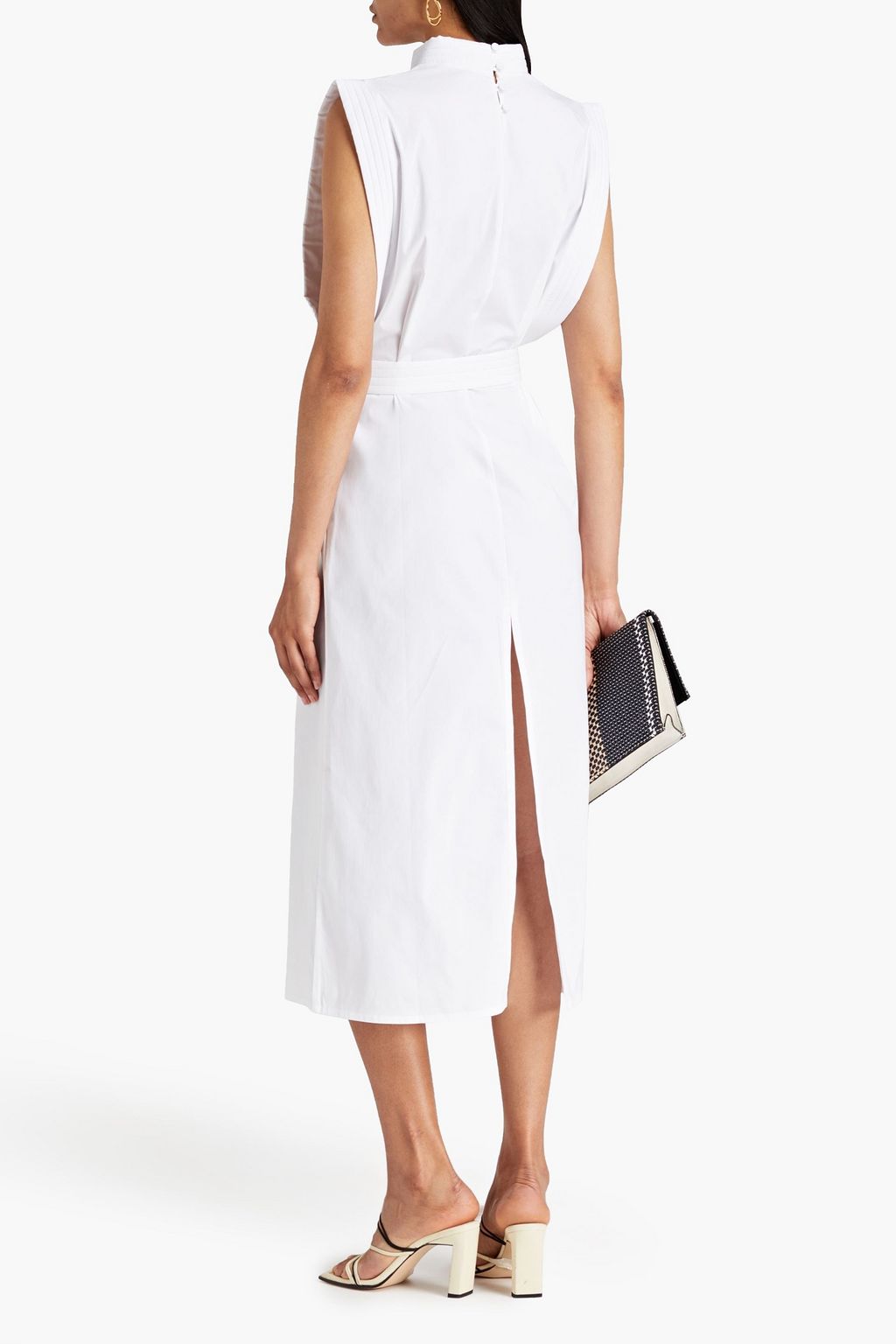 PIECE OF WHITE Stella Midikleid aus Popeline aus einer Baumwollmischung mit Gürtel