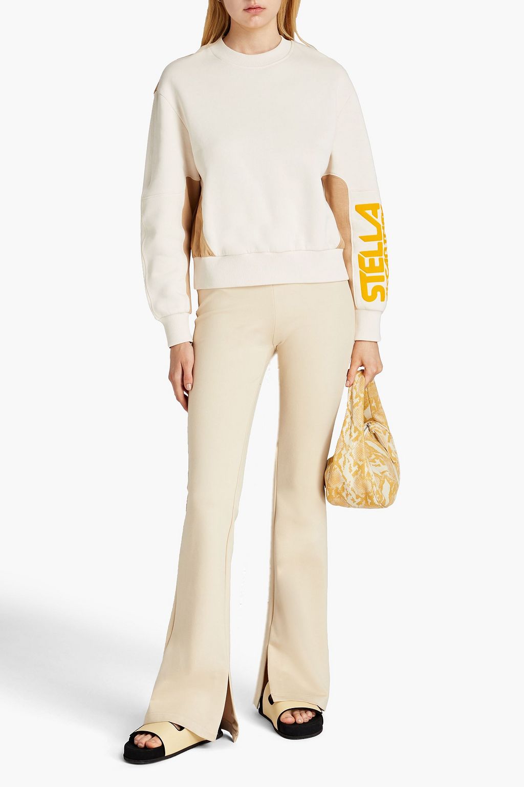 STELLA MCCARTNEY Shell-paneled flocked cotton-fleece sweatshirt