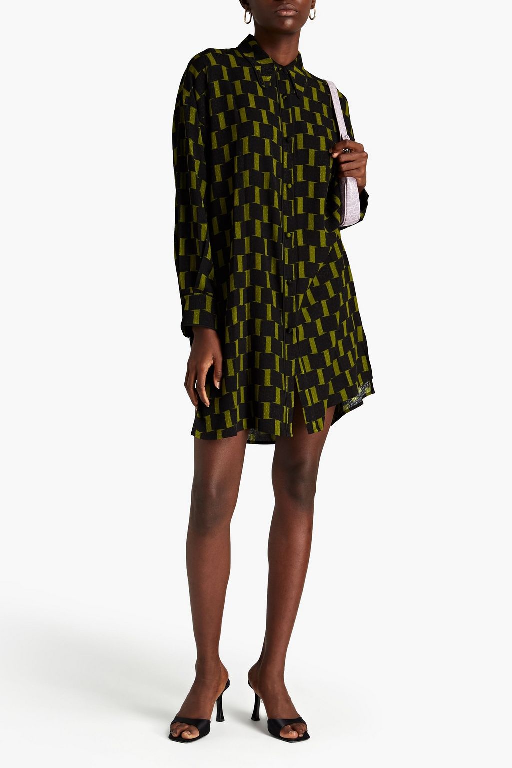 DIANE VON FURSTENBERG Jorge 프린트 자카드 미니 셔츠 드레스
