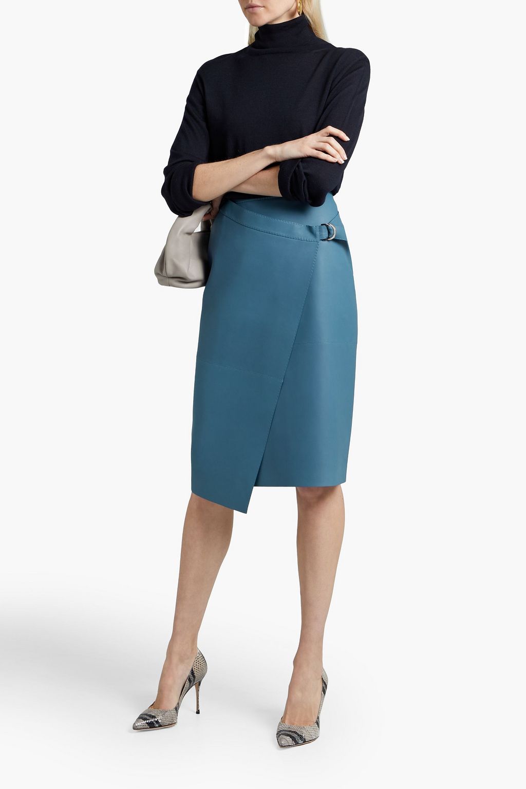 LORO PIANA Piper wrap-effect leather skirt
