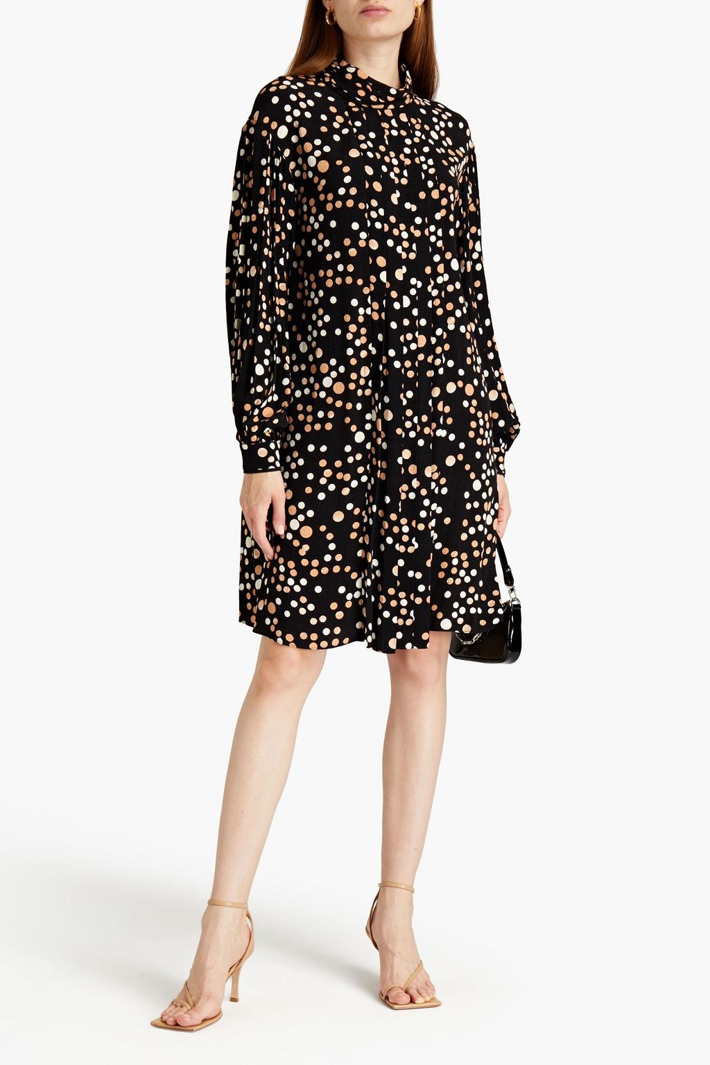 DIANE VON FURSTENBERG Polka-dot pleated crepe dress