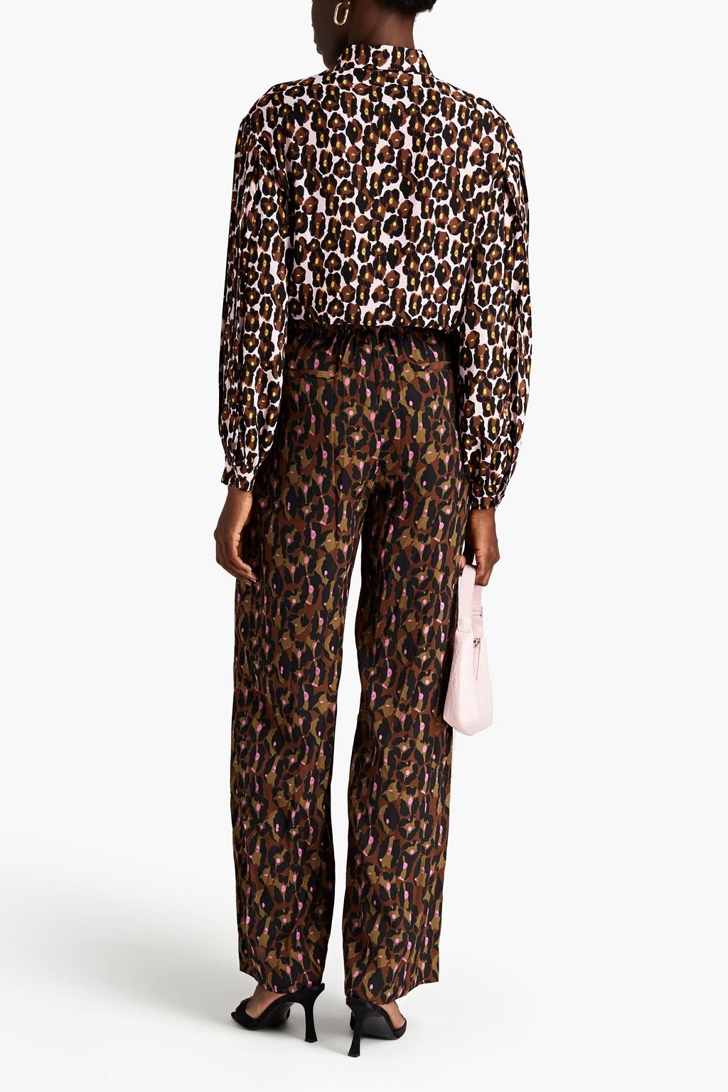 DIANE VON FURSTENBERG Keeva pleated leopard-print crepe de chine shirt