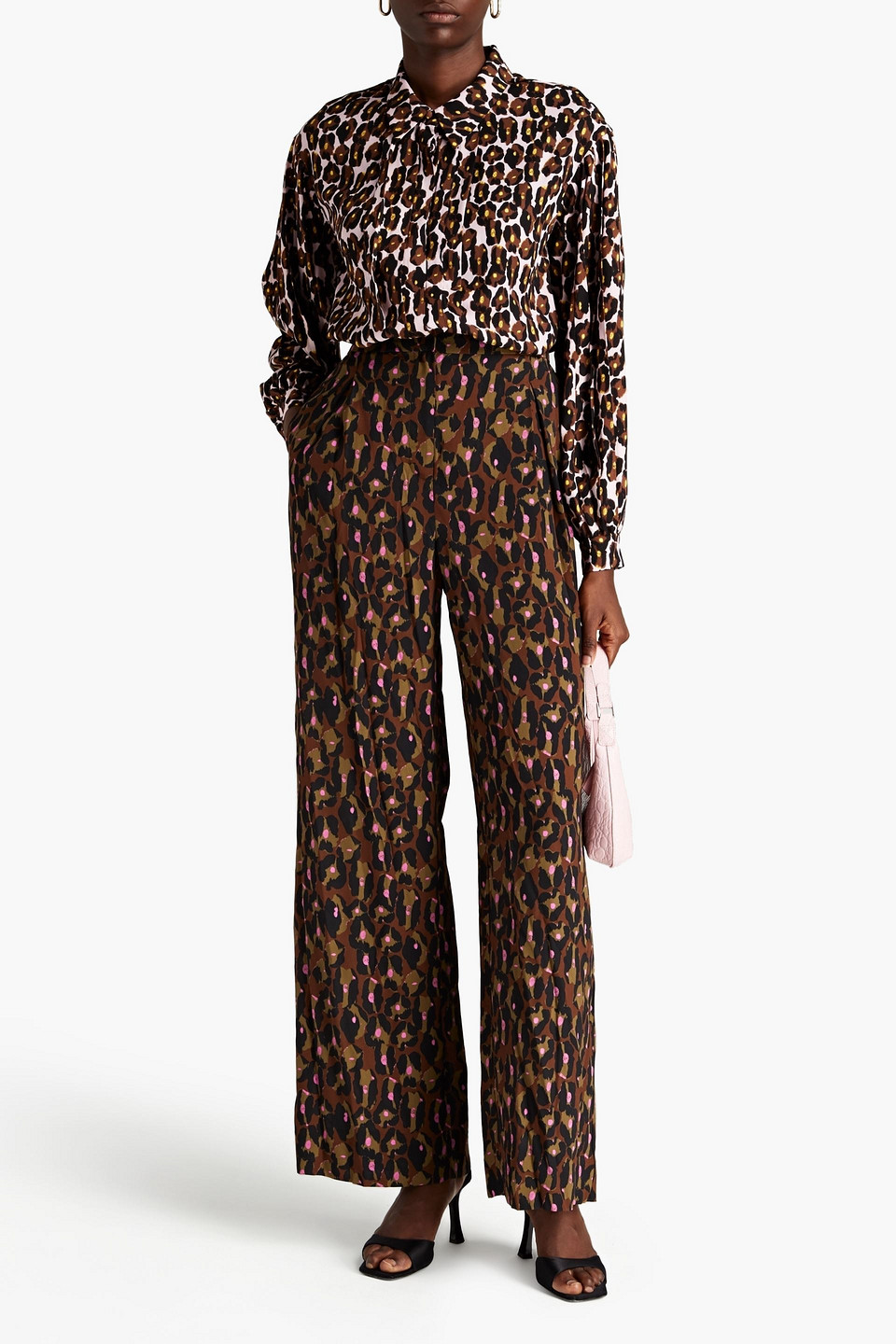 Diane Von Furstenberg Keeva Pleated Leopard-print Crepe De Chine Shirt In Animal Print