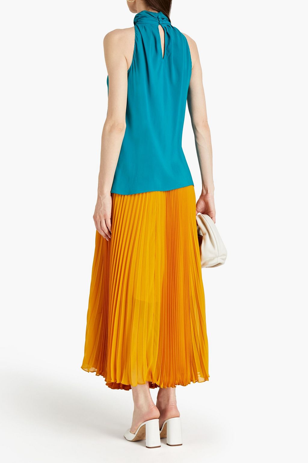 DIANE VON FURSTENBERG Dove pleated crepe de chine top