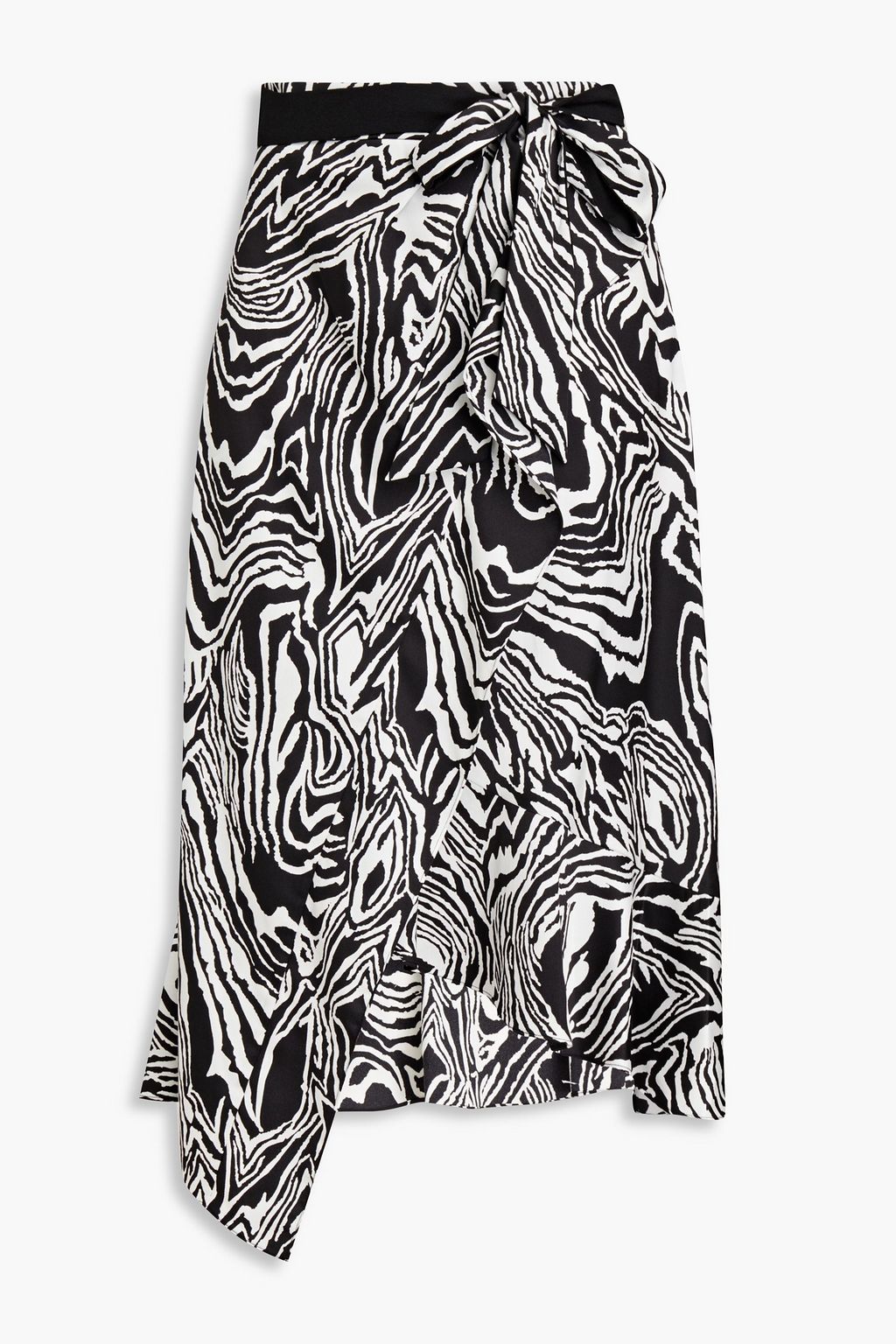 DIANE VON FURSTENBERG Reem ruffled zebra-print satin-crepe midi skirt ...