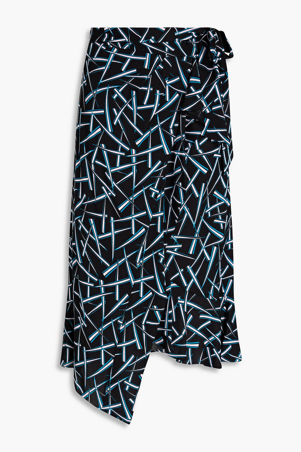 Reem ruffled printed crepe midi skirt