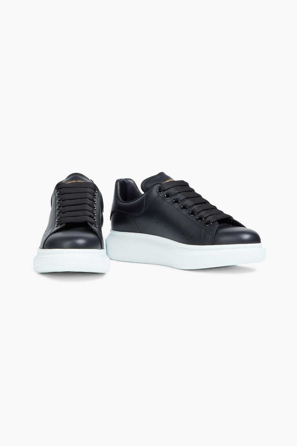 Alexander McQueen - Two-Tone Perforated Leather Exaggerated-sole Sneakers Black - EU 36