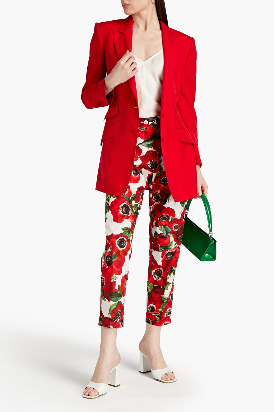 Dolce & Gabbana Silk And Cotton-blend Shantung Blazer In Red
