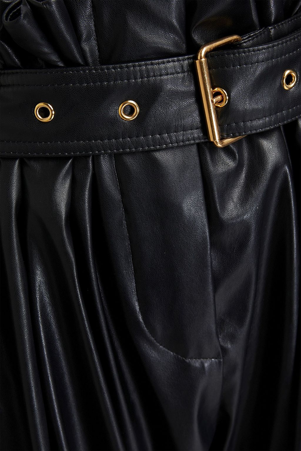 BALMAIN Pleated faux leather tapered pants