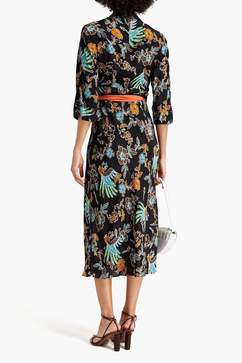 DIANE VON FURSTENBERG Madalena Midi-Wickelkleid aus Crêpe de Chine mit Schößchen