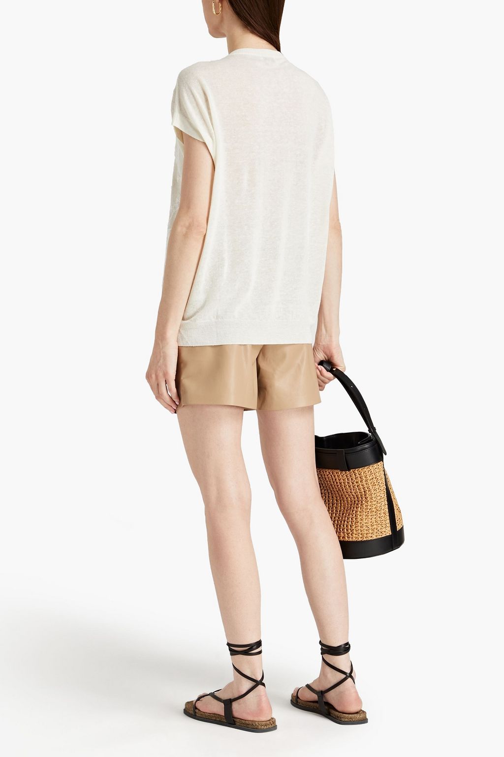 BRUNELLO CUCINELLI Embellished linen-blend top