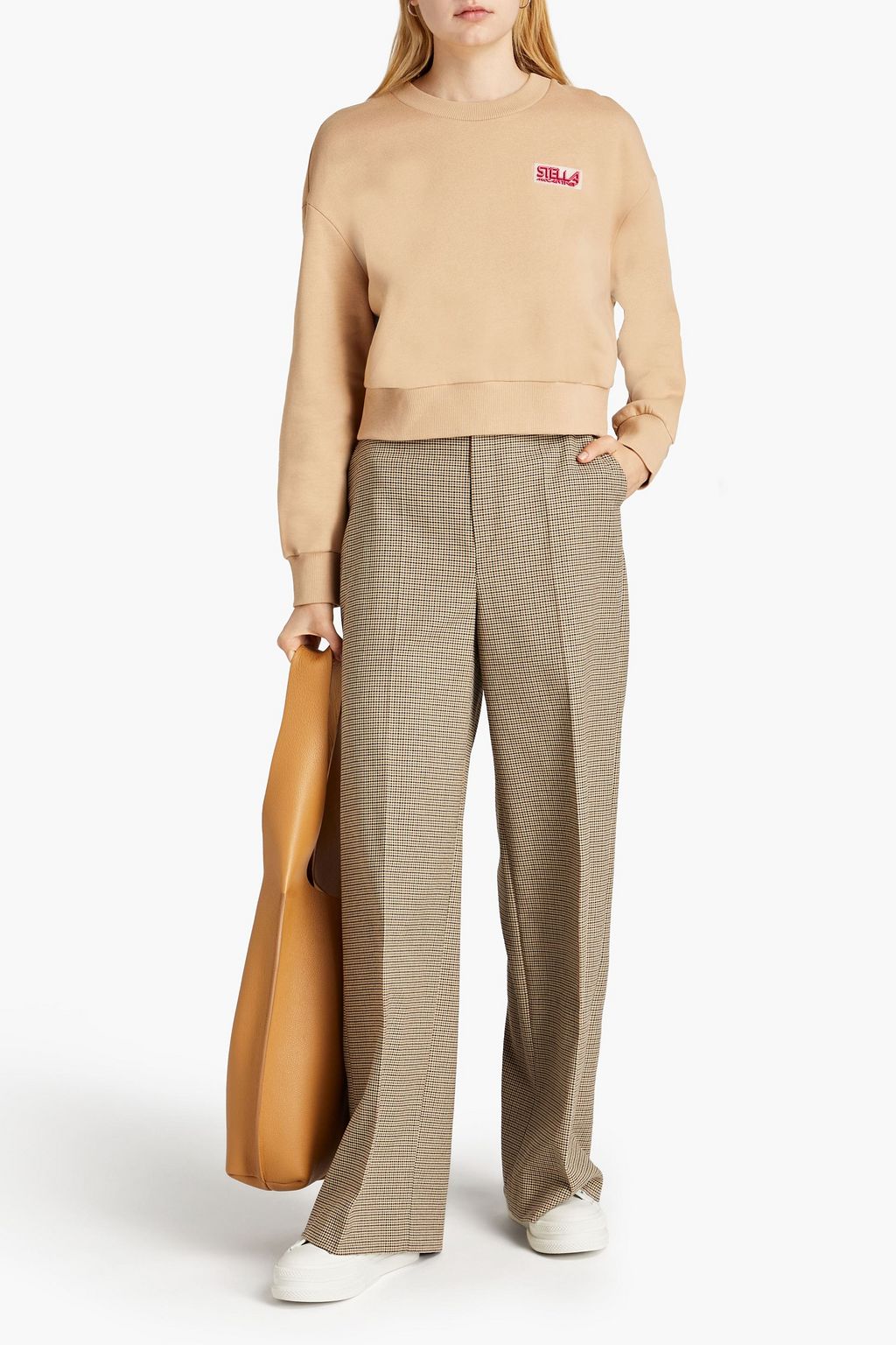 STELLA MCCARTNEY 로고 아플리케 코튼 혼방 플리스 스웻셔츠