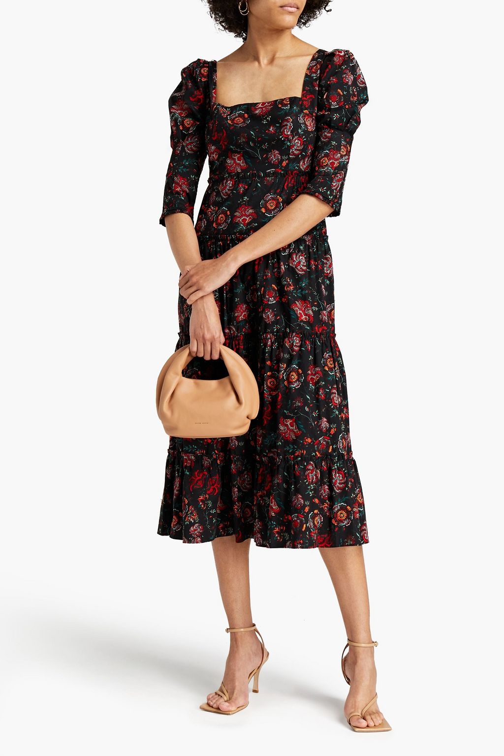 Diane Von Furstenberg - Nora Tiered Stretch-cotton Poplin Midi Dress Black - US 2