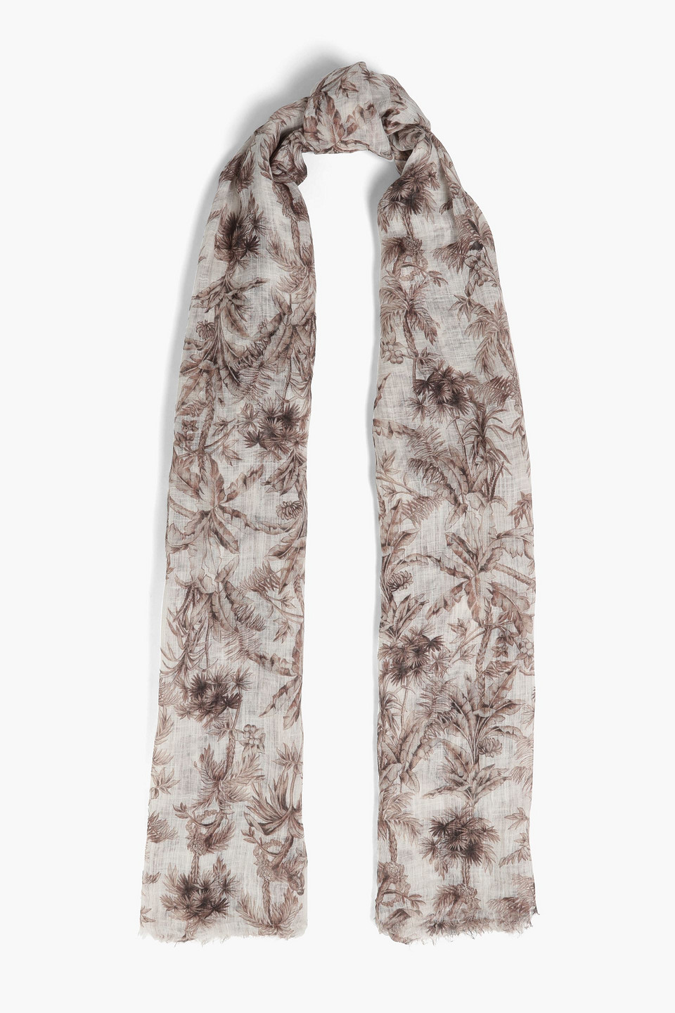 Brunello Cucinelli Printed Linen-gauze Scarf In Neutrals