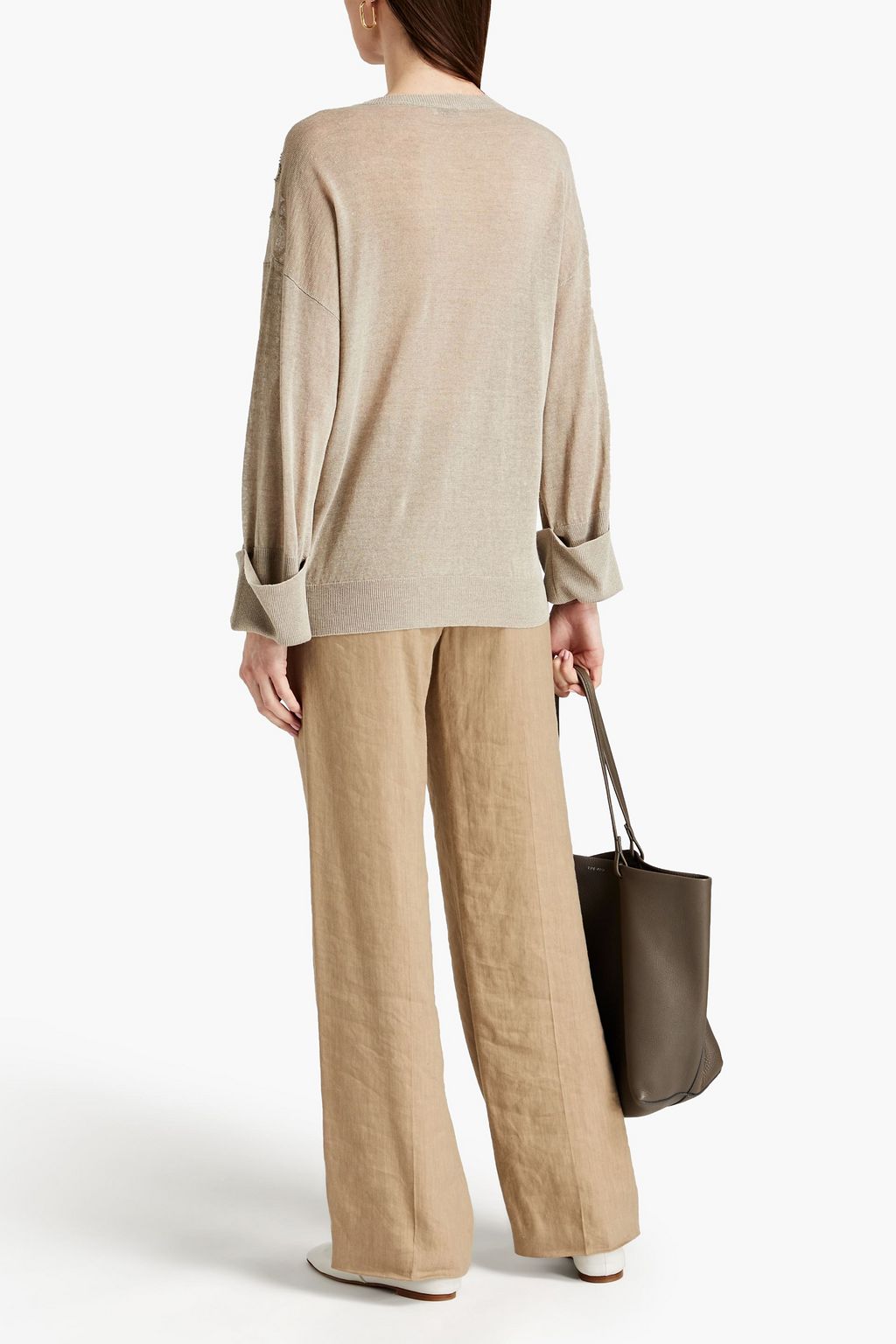 BRUNELLO CUCINELLI Embellished linen-blend sweater
