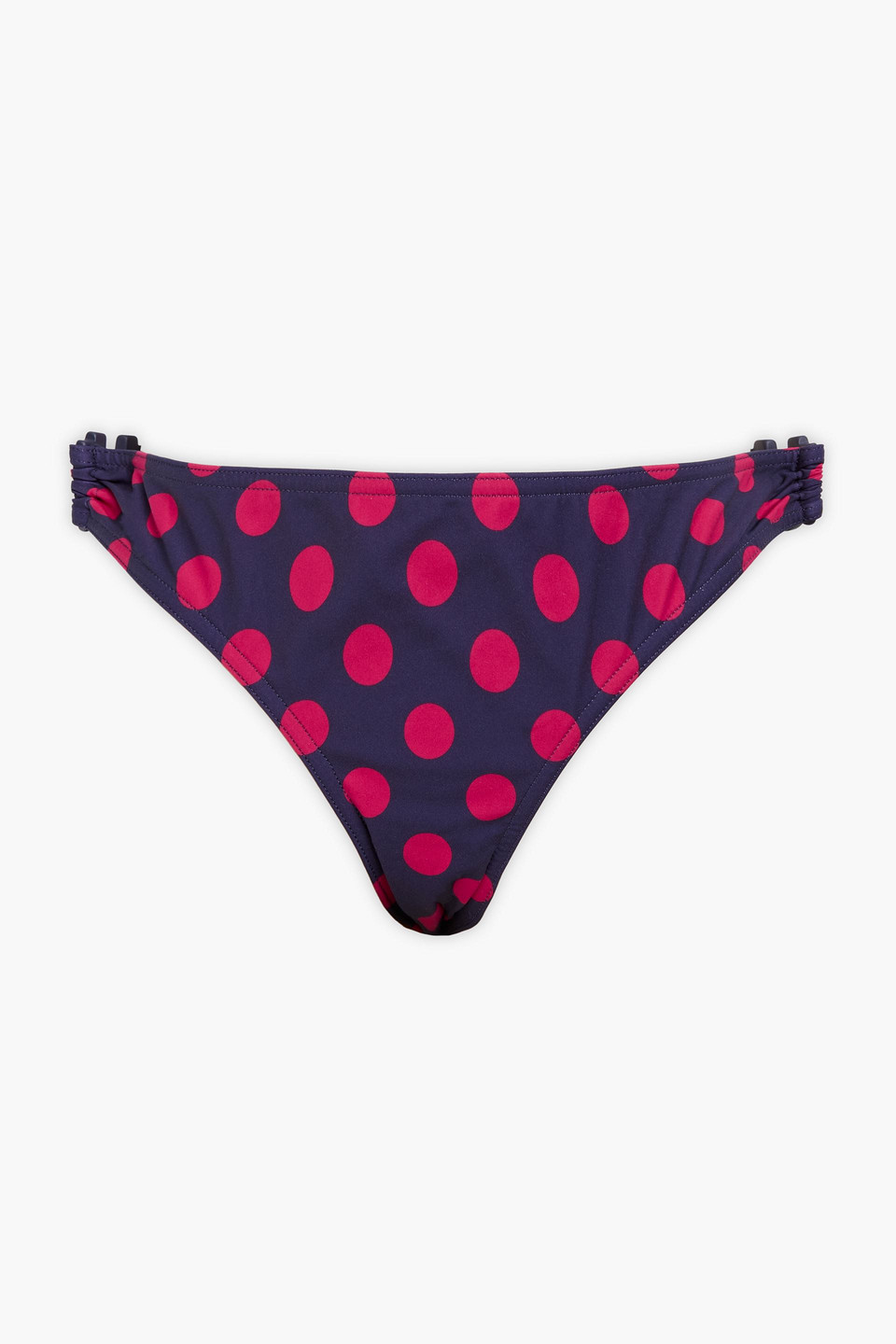 Zimmermann Polka-dot Ring-embellished Low-rise Bikini Briefs In Navy