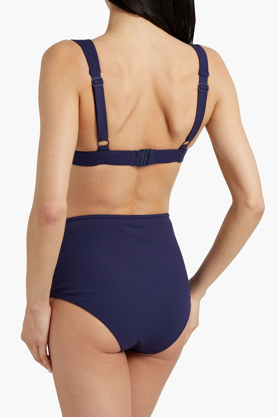 Shop Zimmermann Ribbed Triangle Bikini Top In Navy